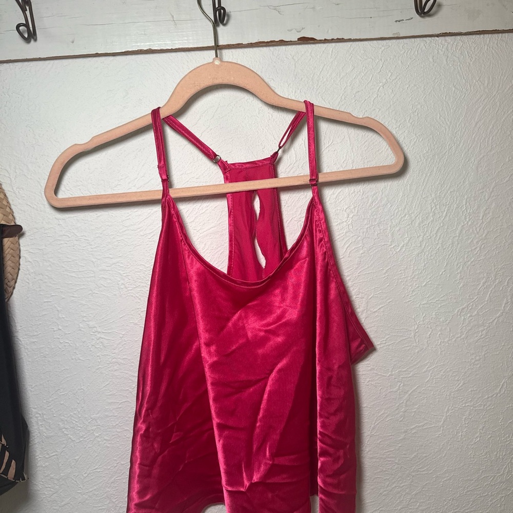 Women’s Sleeveless Satin Tank Top - Hot Pink